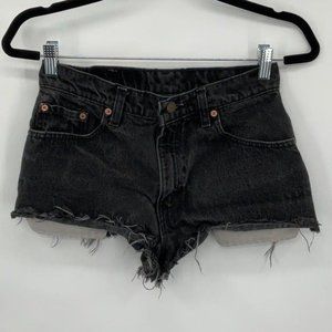 Vintage Black Levi's 550 Distressed Cut Off Shorts Size 9